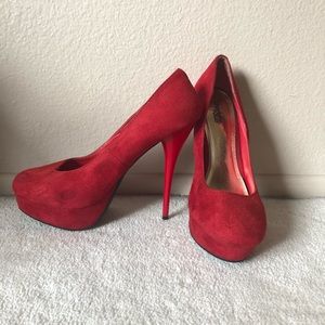 Charlotte Russe Red Suede Stiletto Heels
